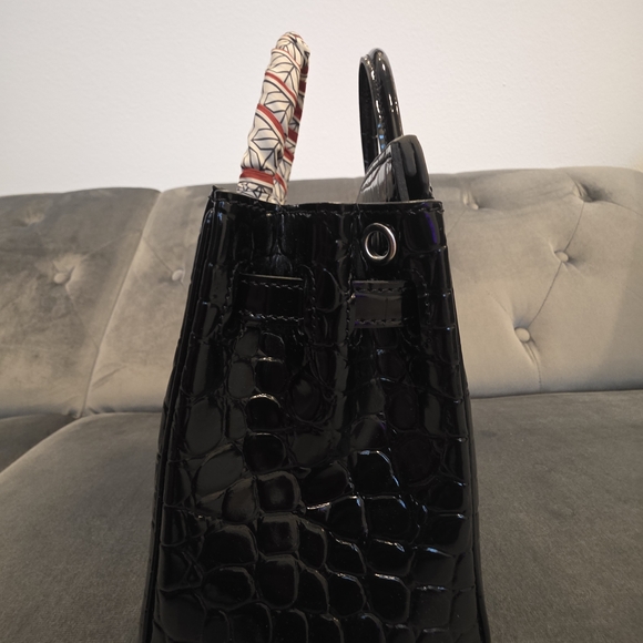 Black Crocodile Style H Birkin 25cm Inspired Bag - Picture 6 of 17